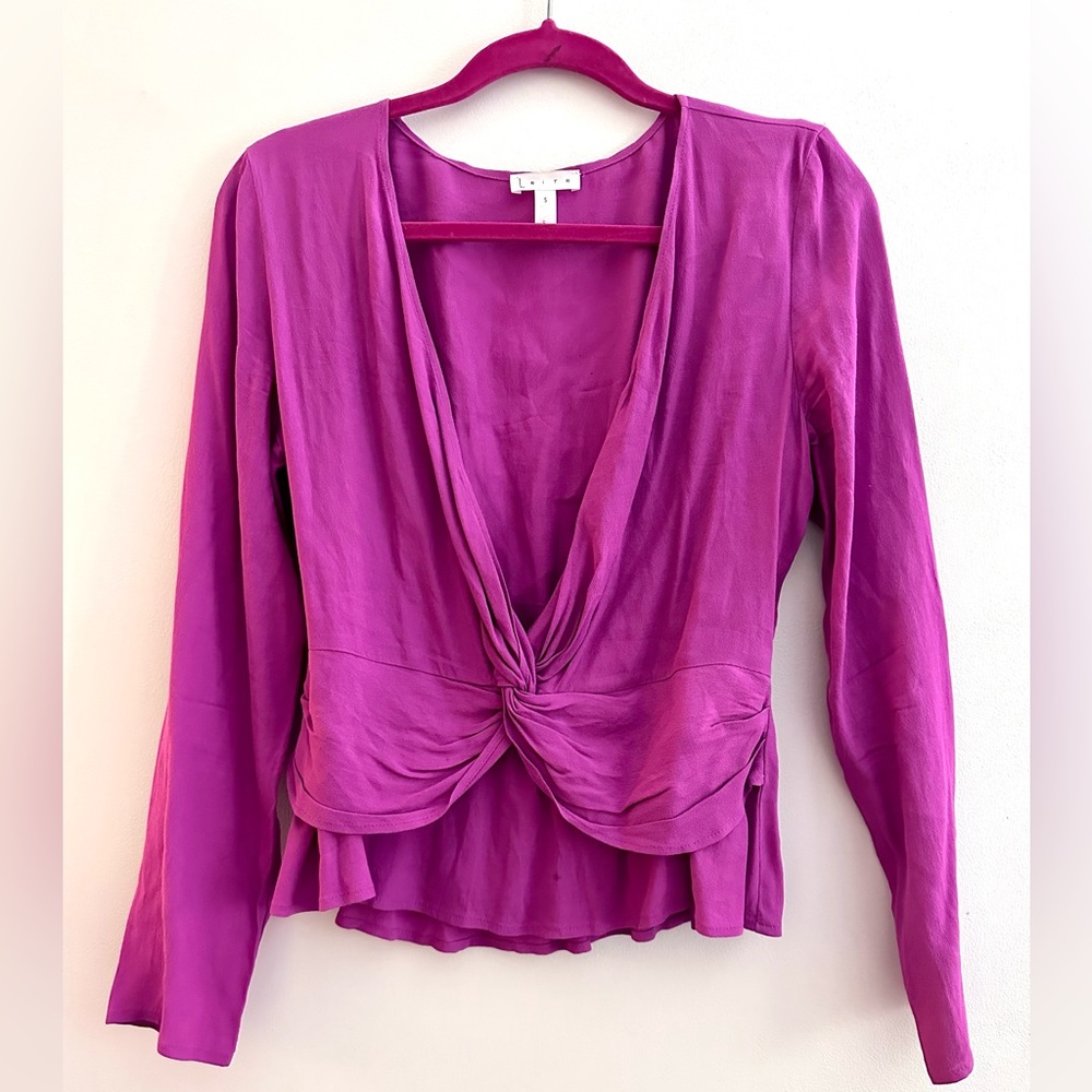 Leith orchid magenta knot faux wrap top - Picture 2 of 2
